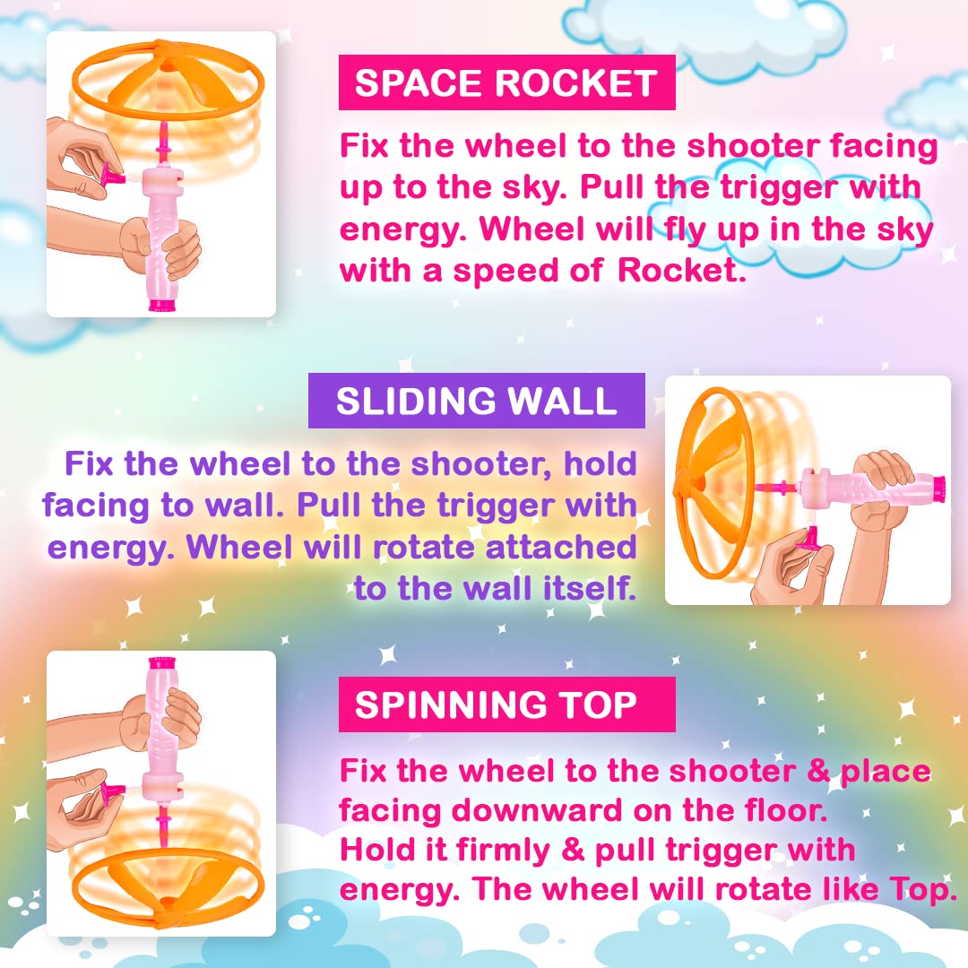 Arjoos | Flying Saucer Unicorn 3 in 1 Indoor & Outdoor Toy Can Be Played as Space Rocket, Sliding Wall & Spinning TOP for Kids