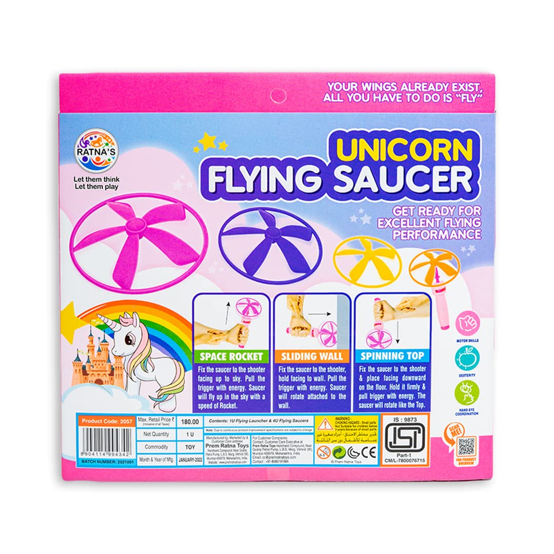 Arjoos | Flying Saucer Unicorn 3 in 1 Indoor & Outdoor Toy Can Be Played as Space Rocket, Sliding Wall & Spinning TOP for Kids