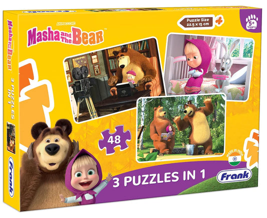 Arjoos | Masha And The Bear 3 in 1 Jigsaw Puzzle | Birthday Gifts for Kids - Pack of 1 - ( Ages - 3+ )