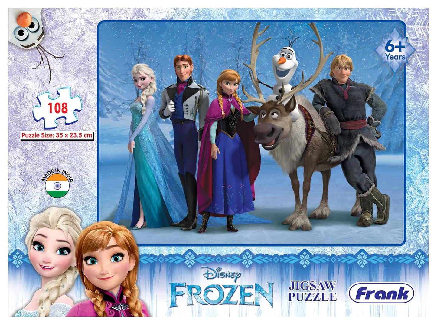 Arjoos | Disney Frozen Jigsaw Puzzle - 108 Pieces, Fun and Educational Puzzle for Kids | Perfect Gift for Frozen Fans, Ages 5+ | Return Gifts for Kids