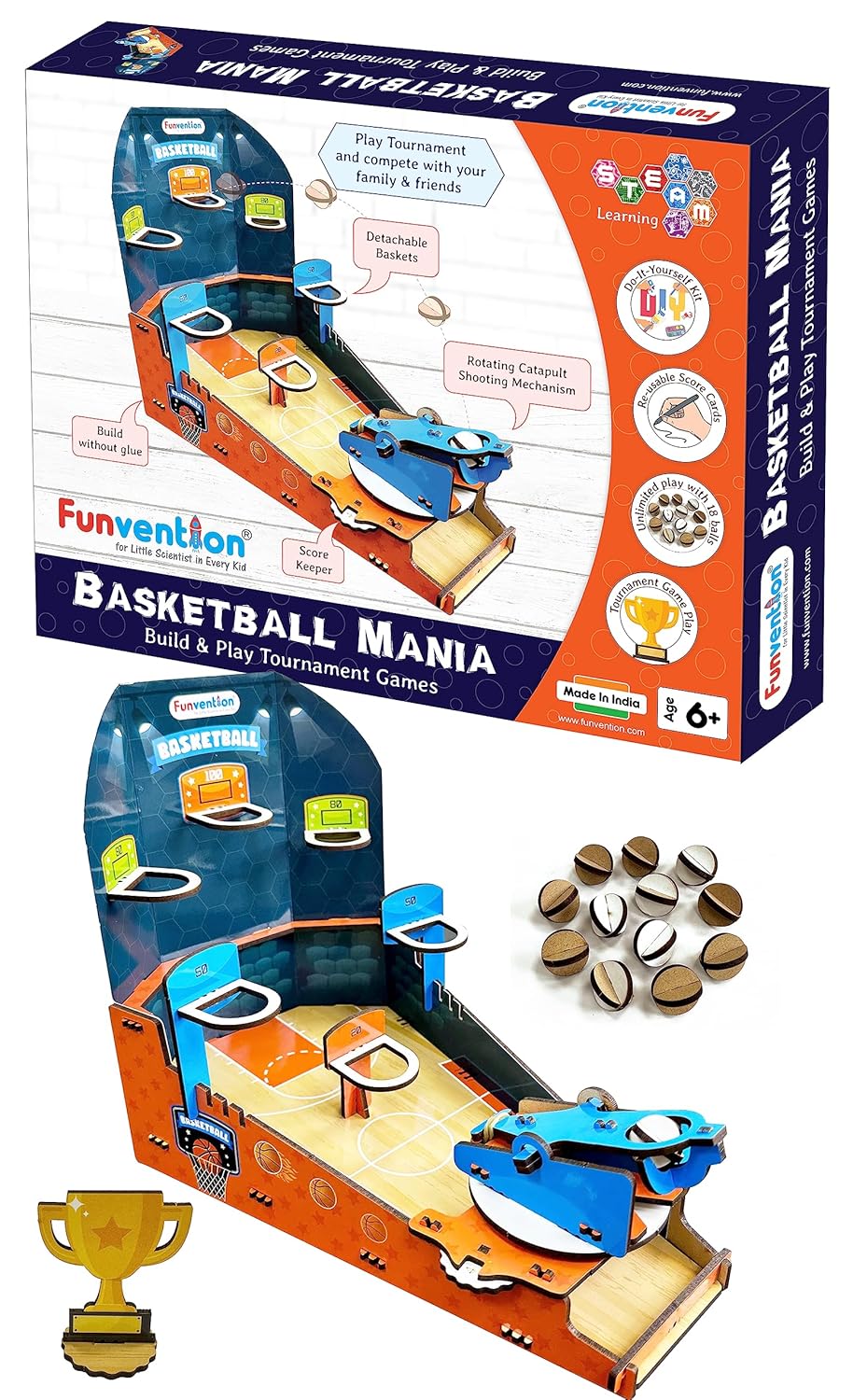 Arjoos |  Funvention Basketball Mania  |  DIY STEM Learning Toy for Kids | Best Gift For Boys & Girls -Ages ( 6+ yrs )