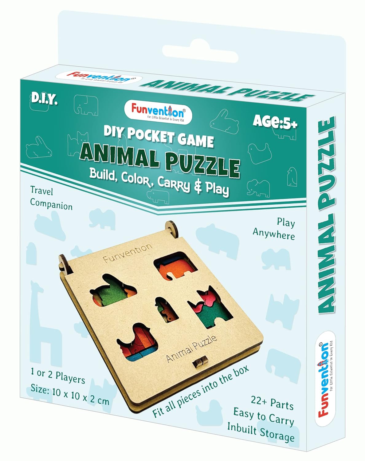 Arjoos | Funvention DIY Animal Puzzle Pocket Travel Game for Kids