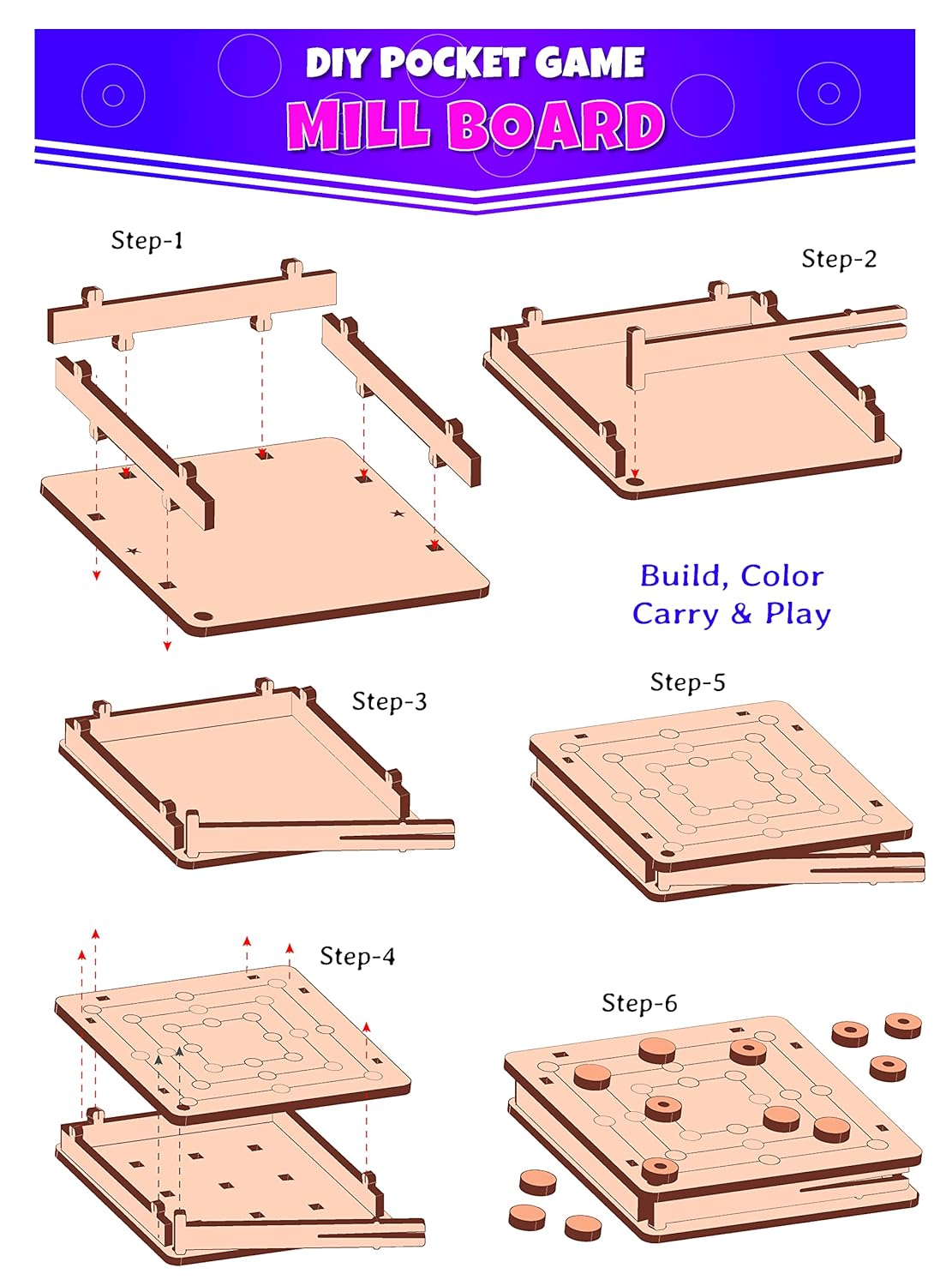 Arjoos | Funvention DIY Millboard Pocket Travel Game for Kids