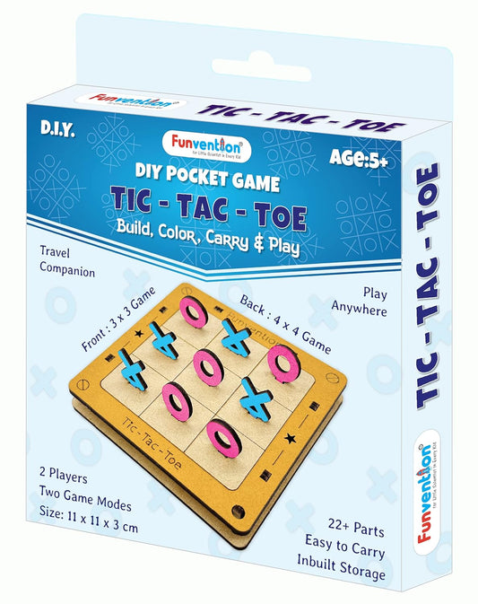 Arjoos | Funvention DIY Tic-Tac-Toe Pocket Travel Game for Kids