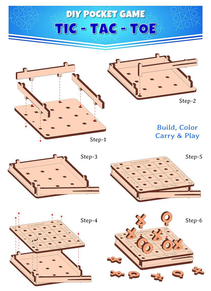 Arjoos | Funvention DIY Tic-Tac-Toe Pocket Travel Game for Kids