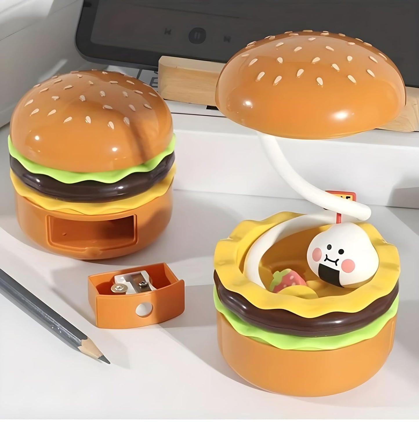 Arjoos | Hamburger LED Night Reading Lamp with Pencil Sharpener- Kids Return Gift