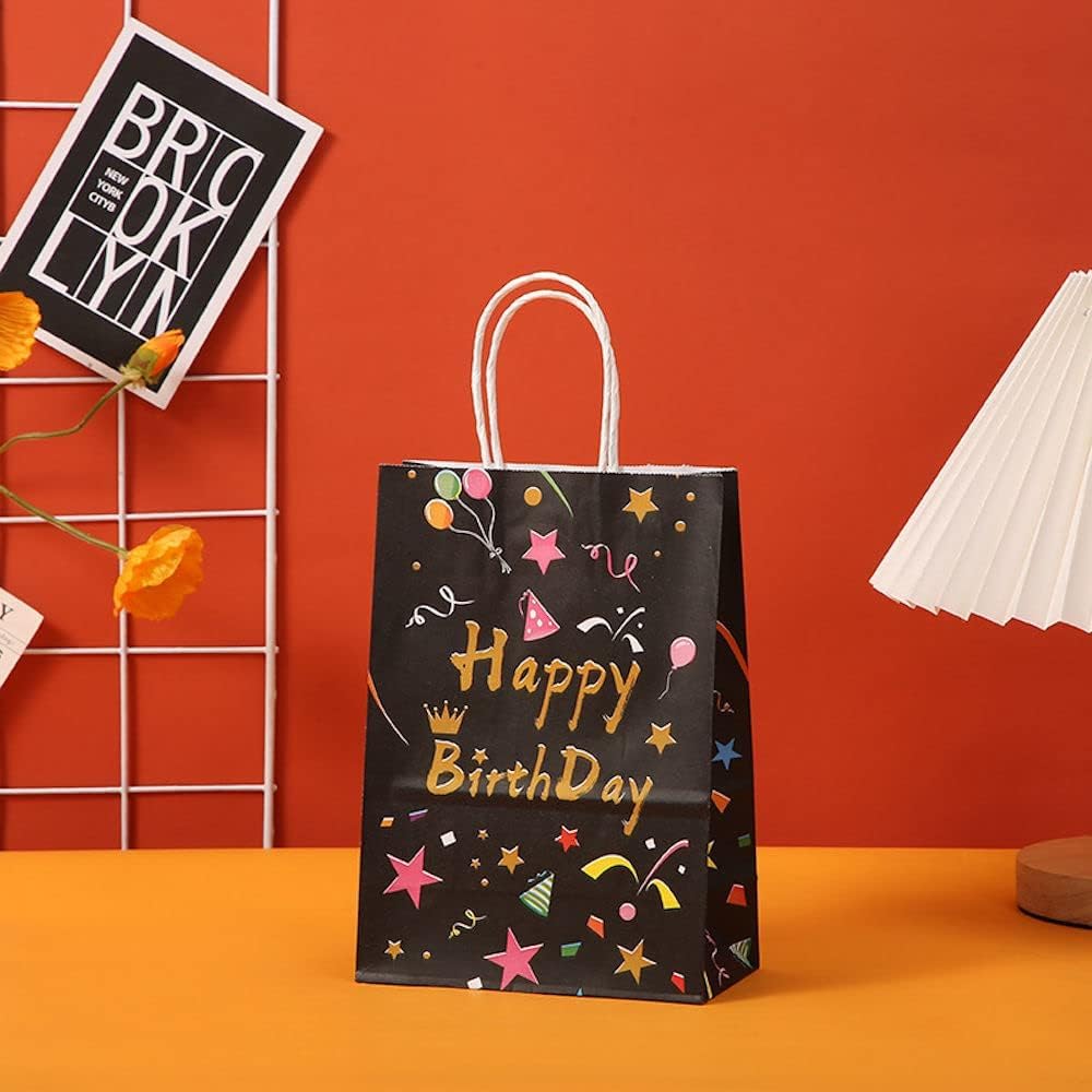 Arjoos | Happy Birthday Print Party Gift Goody Bags (pack Of 12)