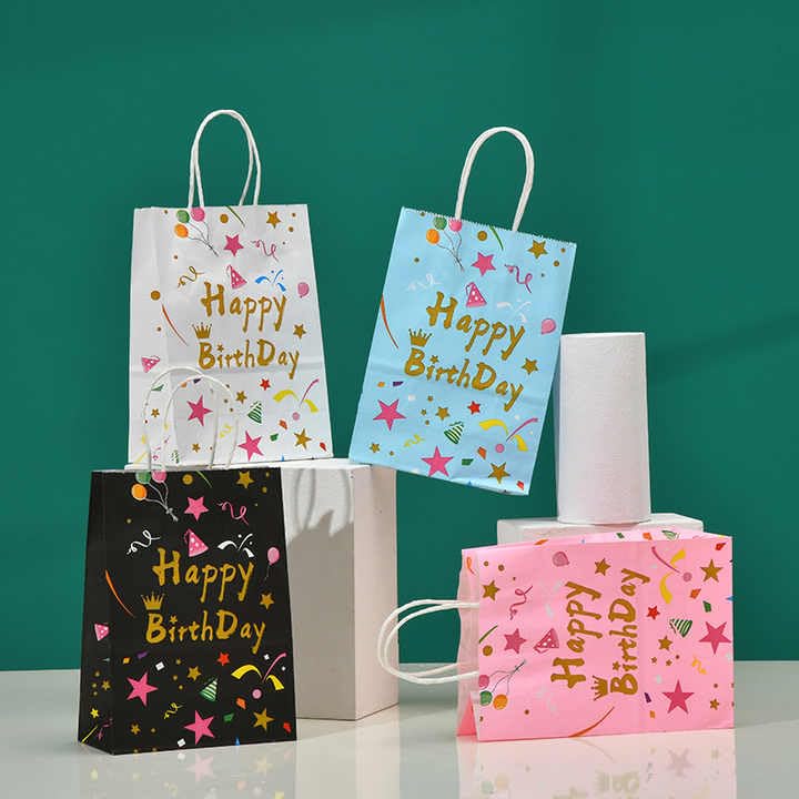 Arjoos | Happy Birthday Print Party Gift Goody Bags (pack Of 12)