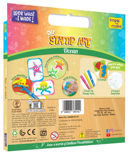 Arjoos | ImagiMake Ocean Stamp Art Kit - Color May Vary | Birthday Gifts for Kids - Pack of 1 - ( Ages - 3+ )