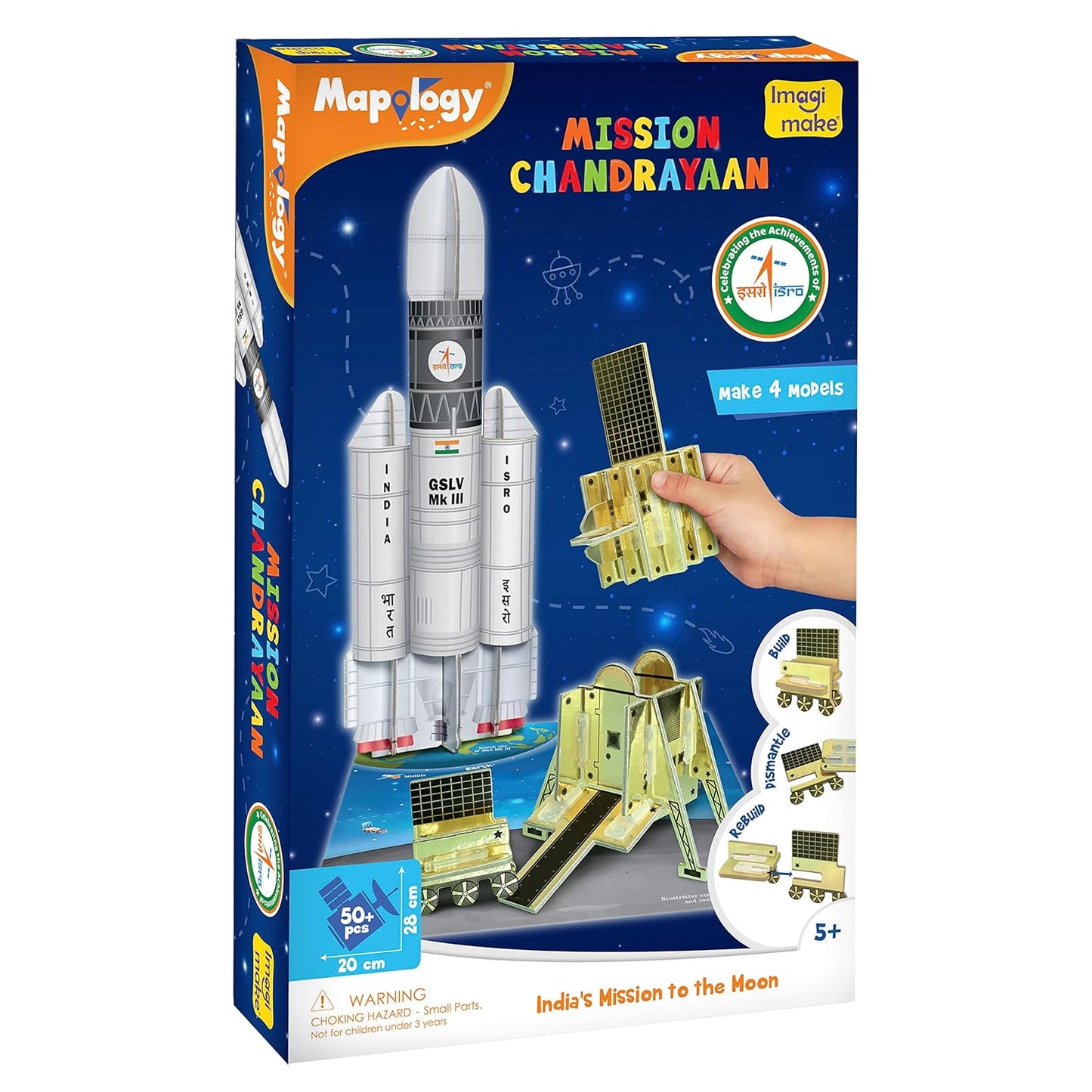 Arjoos | Imagimake Mapology Chandrayaan | Astronaut Toy   | Isro Rocket Model & Satellite |  3D Puzzles | Educational Toys For Kids | Ages 5+ .