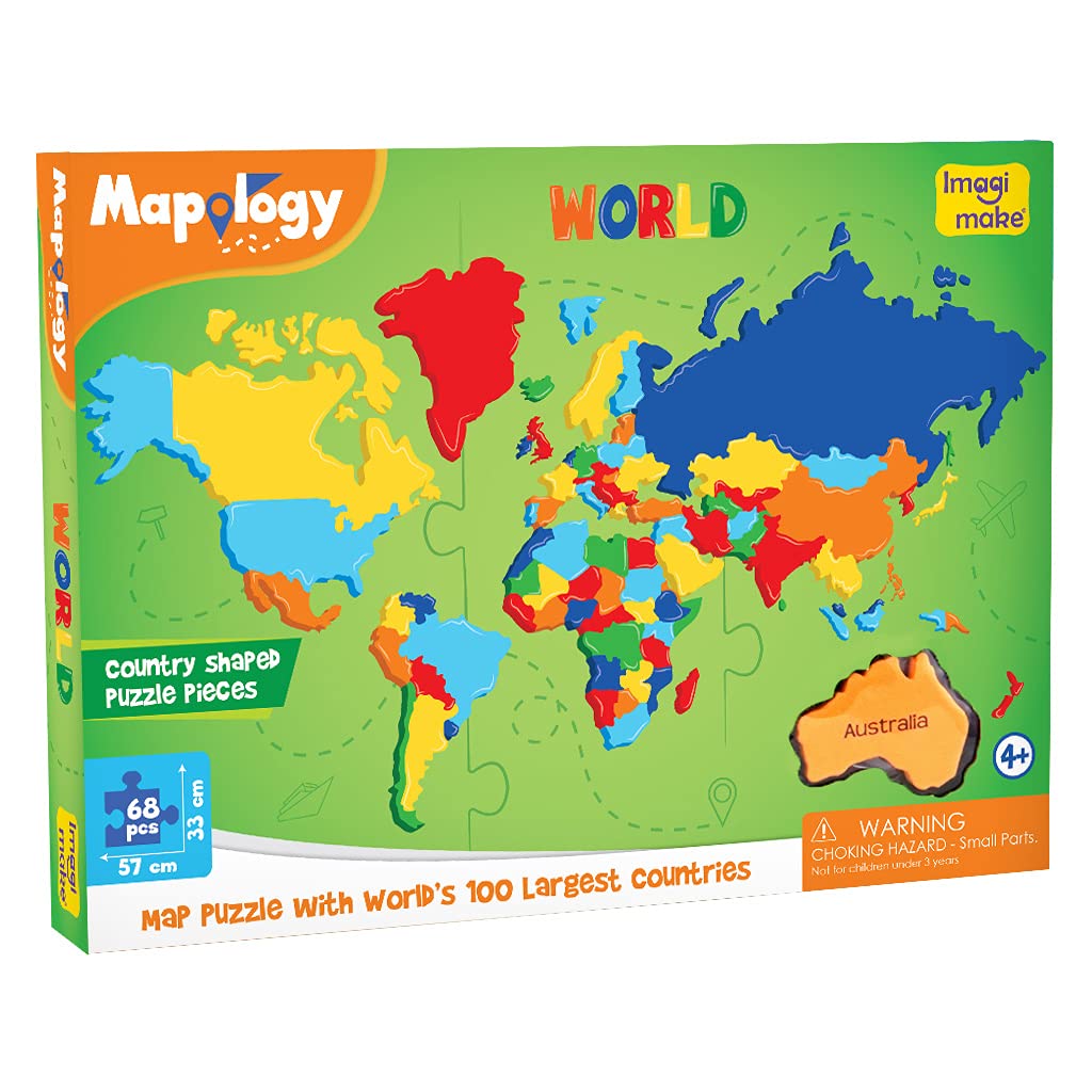 Arjoos |  Mapology World  - Map and Its Countries Puzzle | Learning Aid & Educational Toy | Jigsaw Puzzle | Gifts for Boys & Girls ( Ages 4+ )