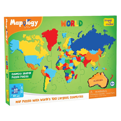 Arjoos |  Mapology World  - Map and Its Countries Puzzle | Learning Aid & Educational Toy | Jigsaw Puzzle | Gifts for Boys & Girls ( Ages 4+ )