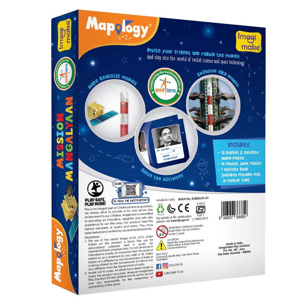 Arjoos |  Mapology Mission Mangalyaan | Astronaut Toy | Isro Rocket Model & Satellite |  3D Puzzles | Educational Toys For Kids | Gifts for 5 Year Old Boy & Girl Ages 5+ .