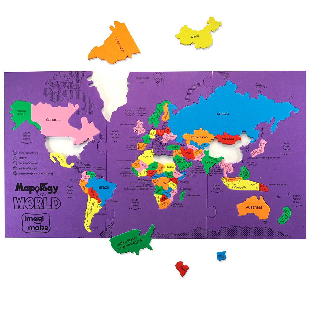 Arjoos |  Mapology World  - Map and Its Countries Puzzle | Learning Aid & Educational Toy | Jigsaw Puzzle | Gifts for Boys & Girls ( Ages 4+ )