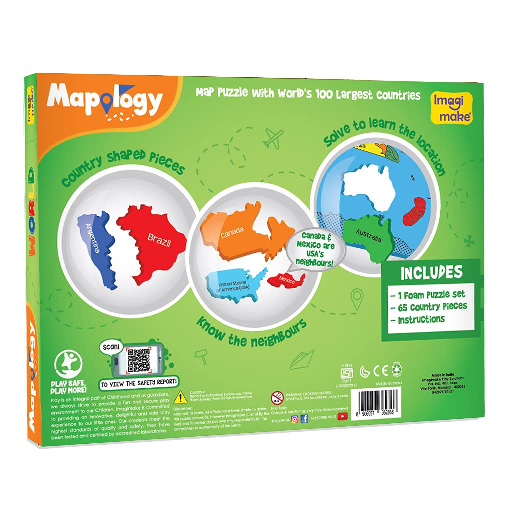 Arjoos |  Mapology World  - Map and Its Countries Puzzle | Learning Aid & Educational Toy | Jigsaw Puzzle | Gifts for Boys & Girls ( Ages 4+ )