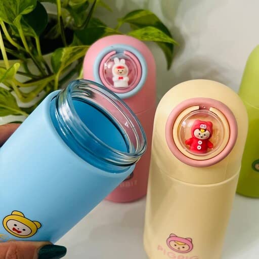 Arjoos | Kids Dino Glass water bottle, Anti-Leak Cartoon Water Bottle