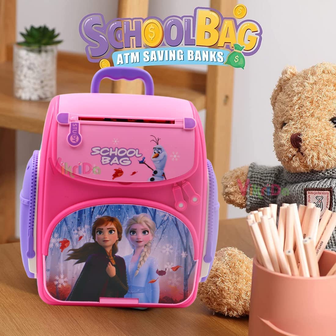 Arjoos  |  Kids Backpack Design Piggy Bank with Finger Press Functions