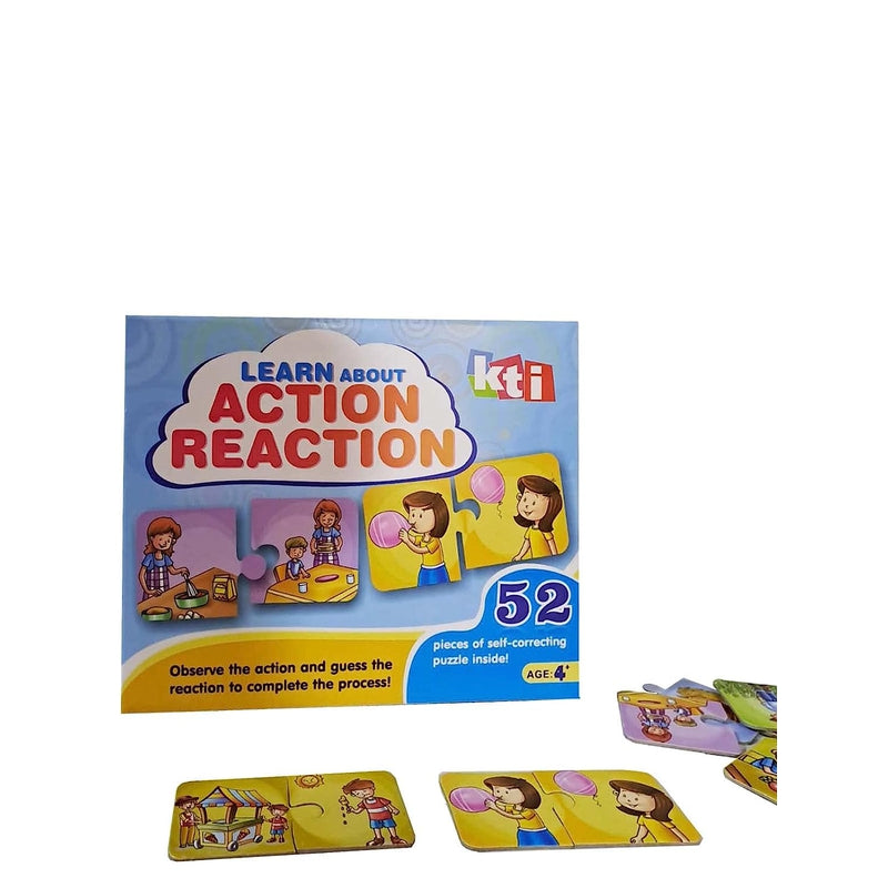 Arjoos | Learn About Action Reaction - Board Game | 52 Puzzles Pieces | Creative Educational Board Game | Kids for Age 4 Years Old and Above .