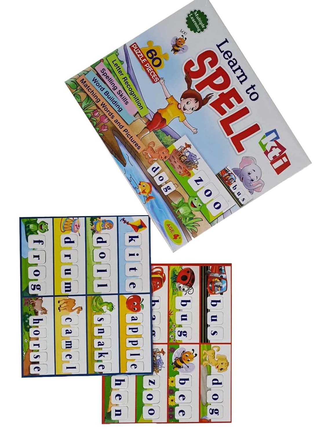 Arjoos | Learn to Spell - Board Game | 60 Puzzles Pieces | Early Learner Spelling Puzzles | Kids for Age 4 Years Old and Above .