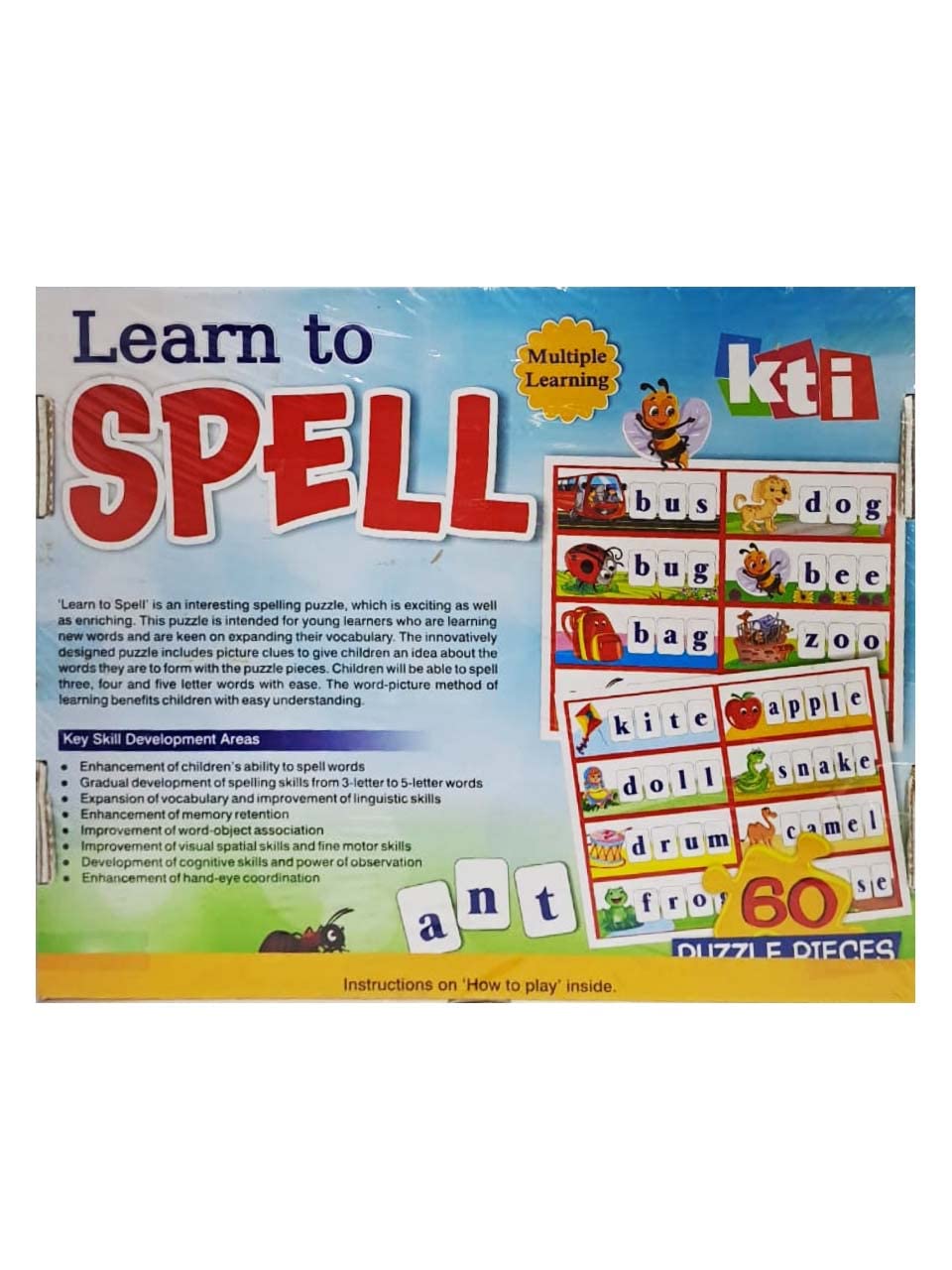 Arjoos | Learn to Spell - Board Game | 60 Puzzles Pieces | Early Learner Spelling Puzzles | Kids for Age 4 Years Old and Above .