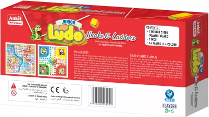 Arjoos |  Ludo 10" Junior Board Game – Snake & Ladders Medium Size, Classic Fun for Kids and Family | Birthday Gifts for Kids - Pack of 1