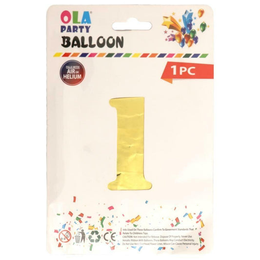 Arjoos | ONE Number Foil Balloon GOLDEN (16 inch)