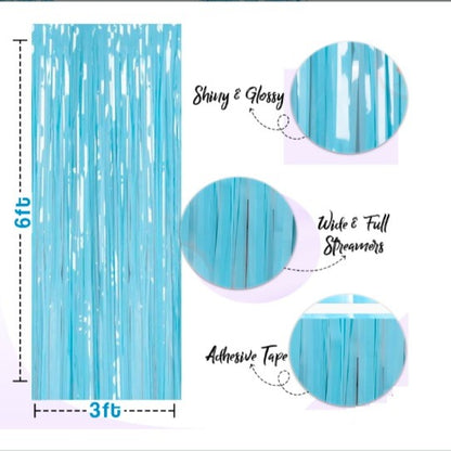 Arjoos | Pastel Big Foil Curtain Backdrop Tinsel Foil Fringes Curtain for Birthday Decoration Pack Of 1 (Size of 3F x 6 F)