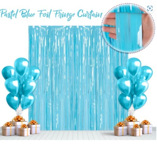 Arjoos | Pastel Big Foil Curtain Backdrop Tinsel Foil Fringes Curtain for Birthday Decoration Pack Of 1 (Size of 3F x 6 F)