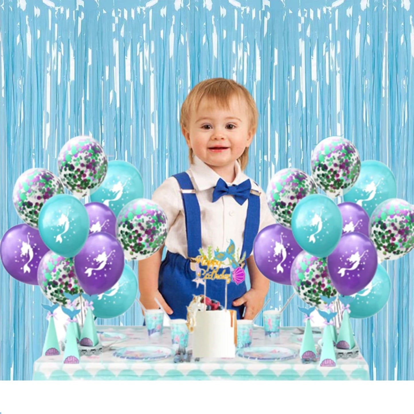 Arjoos | Pastel Big Foil Curtain Backdrop Tinsel Foil Fringes Curtain for Birthday Decoration Pack Of 1 (Size of 3F x 6 F)