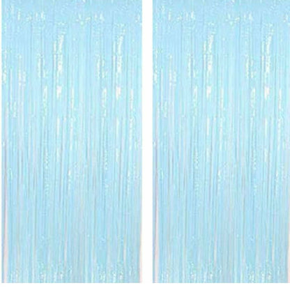 Arjoos | Pastel Big Foil Curtain Backdrop Tinsel Foil Fringes Curtain for Birthday Decoration Pack Of 1 (Size of 3F x 6 F)