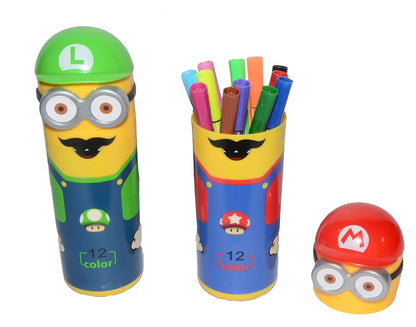 Arjoos | Pencil Box - Minion box with 12 sketch pens-Birthday Return Gift for kids