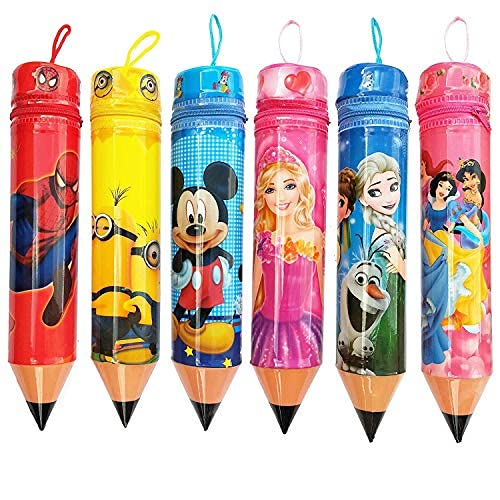 Arjoos | Pencil Shape Pouches for Boys & Girls|Birthday Return Gifts for Kids (Pack of 6)