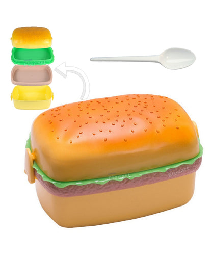 Arjoos | Rectangular Shape Burger Lunch Box, Sandwich Burger Shape Tiffin Box For Kids | Cute Lunch Box For Kids