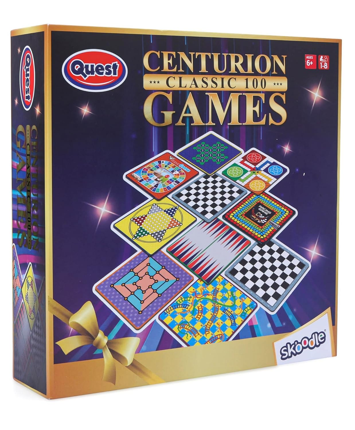 Arjoos  |  SKOODLE Quest Centurion 5 Double Sided 100 Classic Family Board Games - 3+Years , Multicolor .