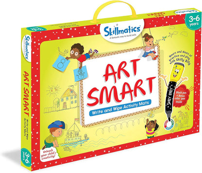 Arjoos | Art Smart - Write and Wipe Activity Mats | Sketching, Drawing, Creative, Art | Erasable and Reusable Mats (Multicolor) | Ages (3-6 Years)