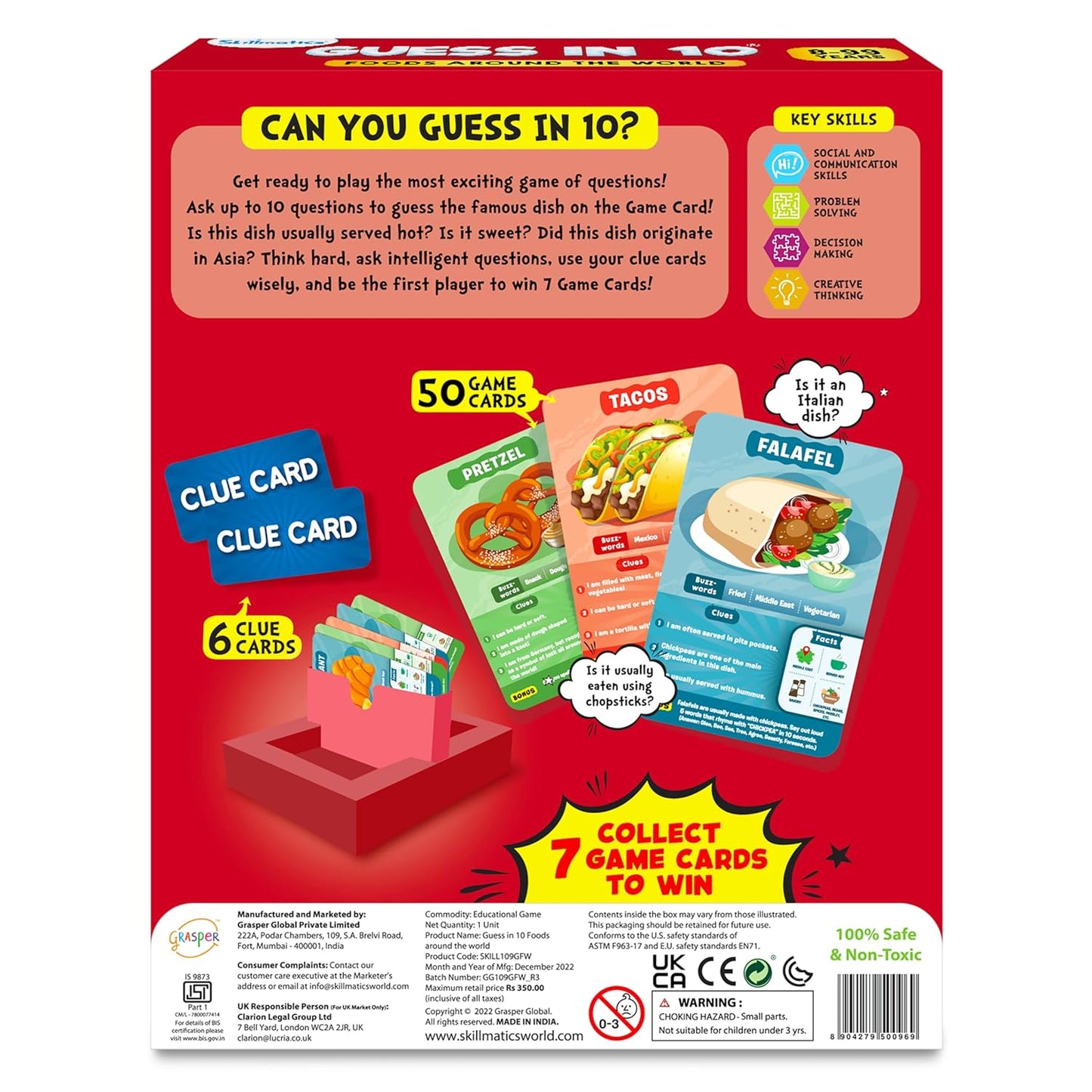 Arjoos | Skillmatics Card Game - Guess in 10 Foods Around The World, Educational Travel Toys for Boys, Girls, and Kids