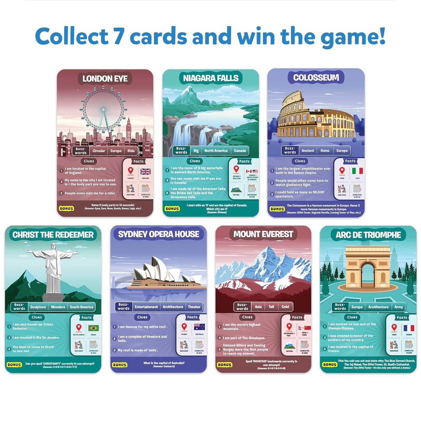 Arjoos | Skillmatics Card Game - Guess in 10 Legendary Landmarks, Educational Travel Toys for Boys, Girls, and Kids