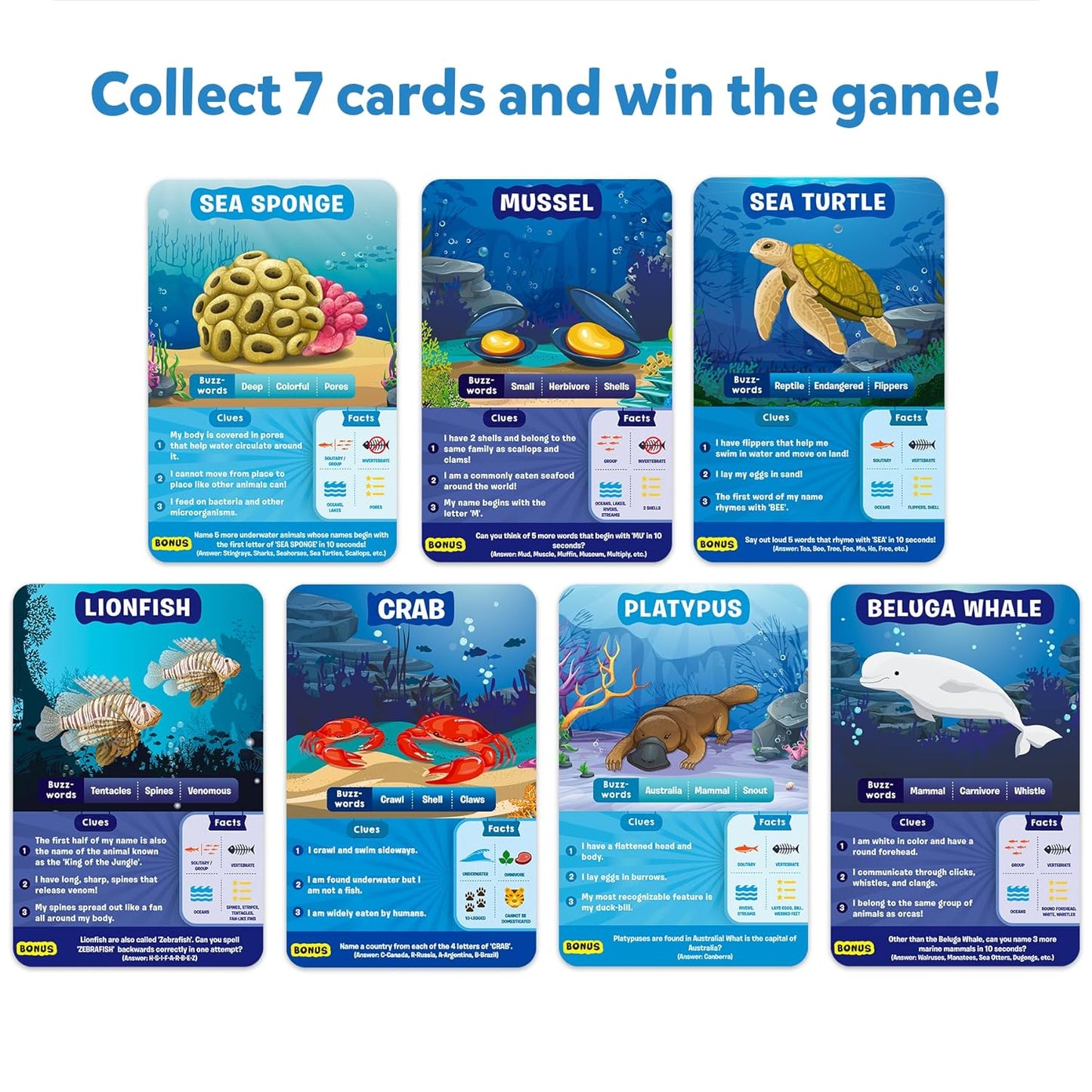 Arjoos | Skillmatics Card Game - Guess in 10 Underwater Animals, Perfect for Boys, Girls, Kids, and Families