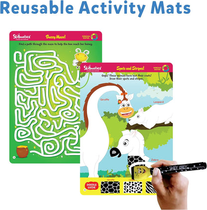 Arjoos |  Skillmatics Boredom Buster - Reusable Activity Mats  | Educational Game with Dry-Erase Marker, Gifts, Travel Toy for Kids | Gifts for Boys & Girls- (ages 3-6)