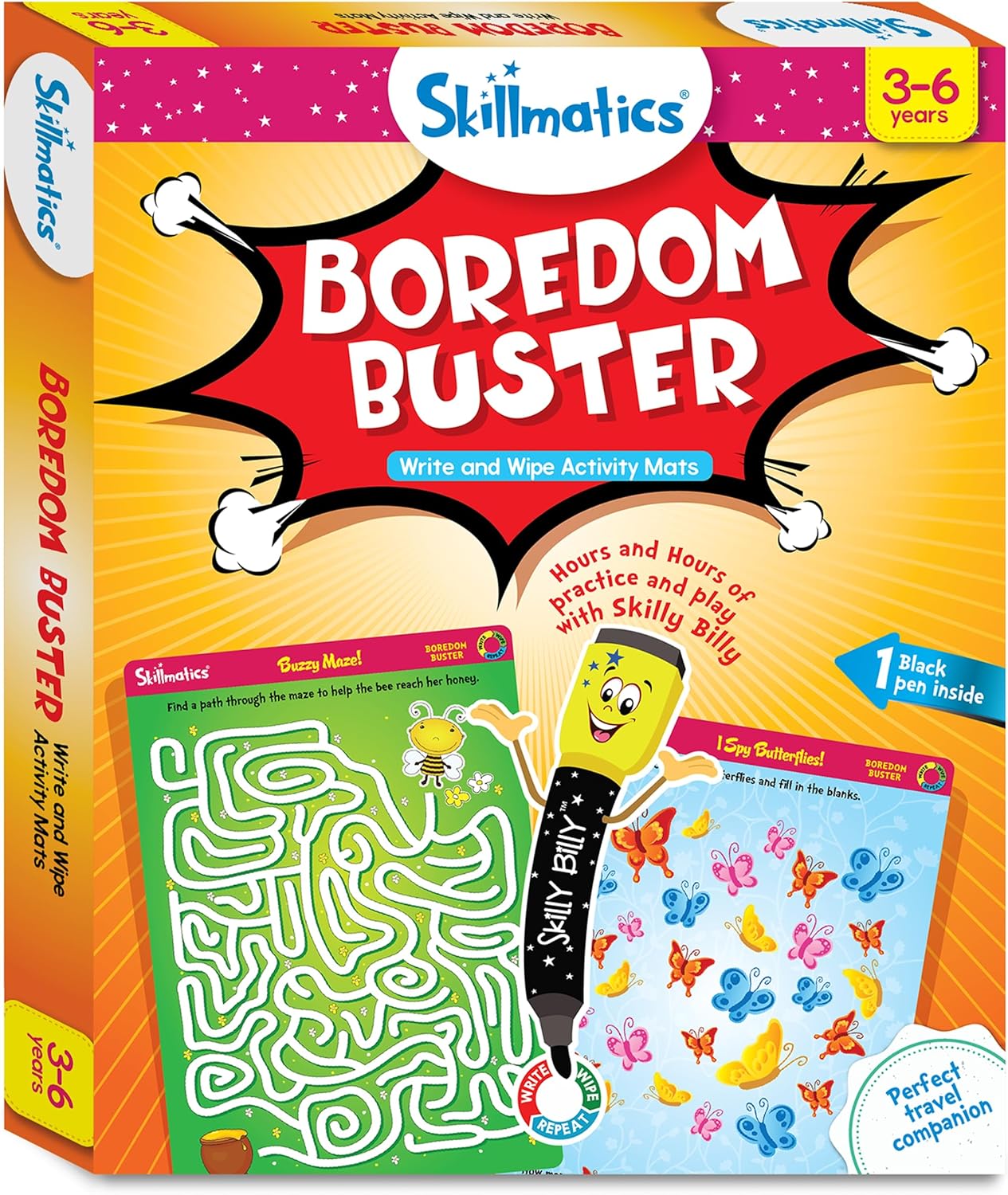 Arjoos |  Skillmatics Boredom Buster - Reusable Activity Mats  | Educational Game with Dry-Erase Marker, Gifts, Travel Toy for Kids | Gifts for Boys & Girls- (ages 3-6)