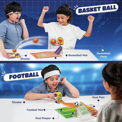 Arjoos | Smartivity Multi Sports Kit -(3 in 1 ) Sports Game  | Basketball, Soccer, Bowling for Kids | DIY Science Toy for Kids | STEM Wooden Construction Game | Birthday Gifts for Boys & Girls - Ages ( 6 -14 yrs )