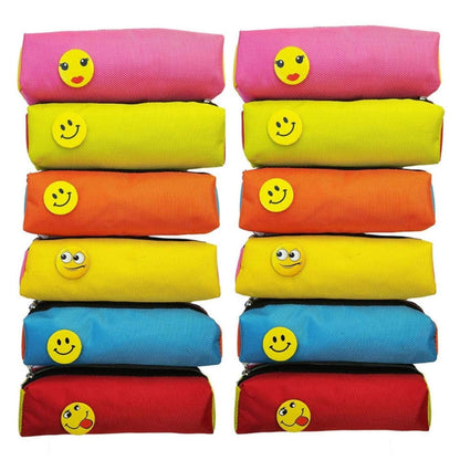 Arjoos | Smiley Pencil Pouch Kids Return Gift for Boys and Girls | Stationery Pouch with Zipper Lock | Pack of 10