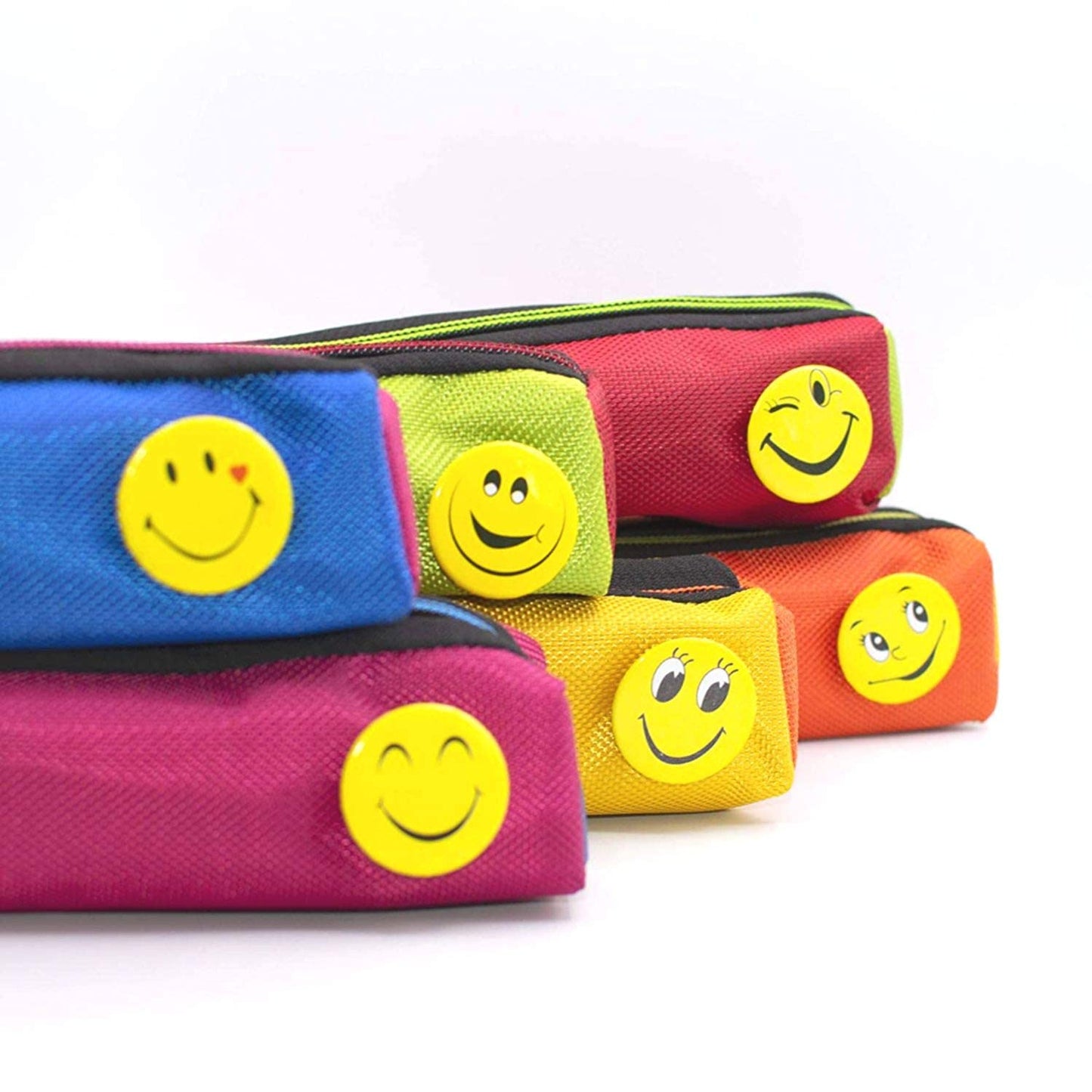 Arjoos | Smiley Pencil Pouch Kids Return Gift for Boys and Girls | Stationery Pouch with Zipper Lock | Pack of 10