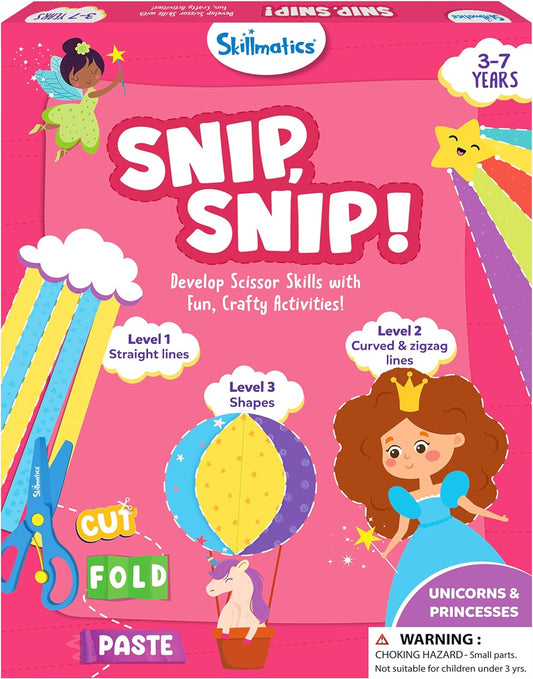 Arjoos | Skillmatics Art & Craft Kit - Snip, Snip Unicorns & Princesses  |  Develop Scissor Skills with Activity Book | Gifts for Toddlers , Girls & Boys  (ages 3-9)