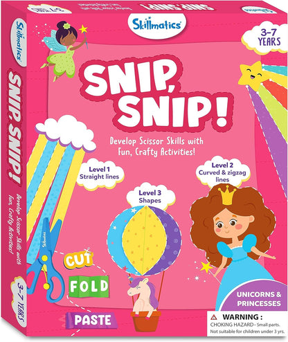 Arjoos | Skillmatics Art & Craft Kit - Snip, Snip Unicorns & Princesses  |  Develop Scissor Skills with Activity Book | Gifts for Toddlers , Girls & Boys  (ages 3-9)