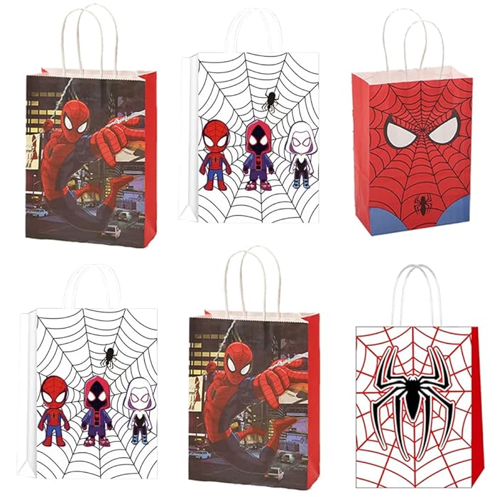 Arjoos | Super Hero & Spider Man Birthday Party Gift Goody Bags (pack Of 12)