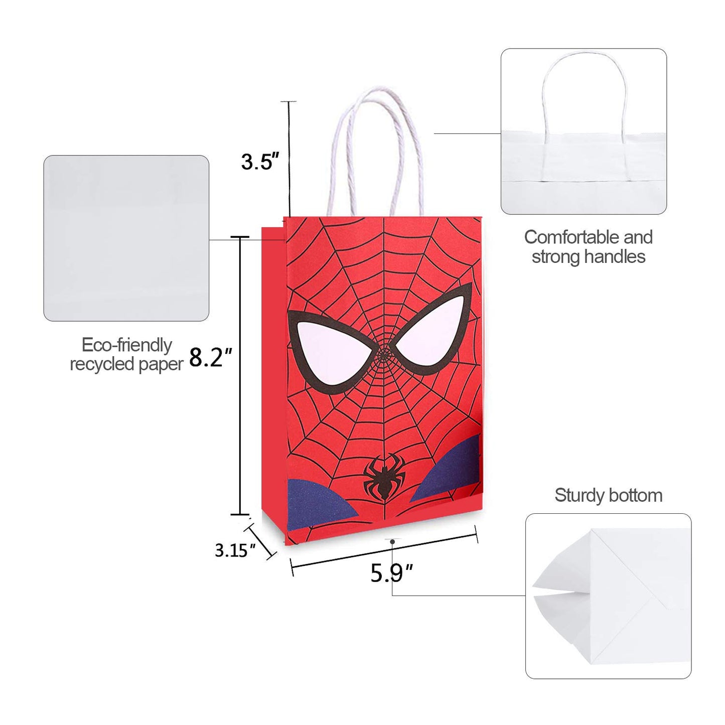 Arjoos | Super Hero & Spider Man Birthday Party Gift Goody Bags (pack Of 12)