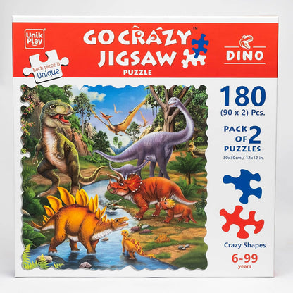 Arjoos  |  Unik Play Go Crazy Dinosaur Jigsaw Puzzle  for Kids | 12x12 inches, 90+90 Puzzle Pieces