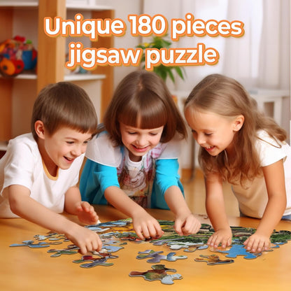 Arjoos  |  Unik Play Go Crazy Dinosaur Jigsaw Puzzle  for Kids | 12x12 inches, 90+90 Puzzle Pieces