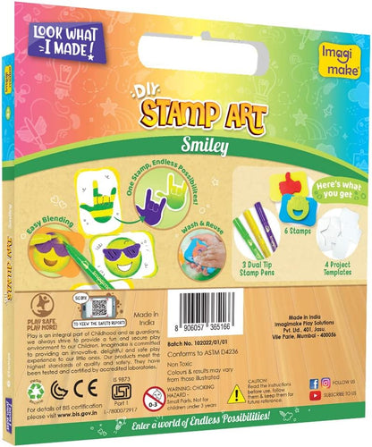 Arjoos | Imagimake Stamp Art - Smiley - DIY Kids Art Set - For Girls and Boys  | Return Gifts for Kids | 3 Years+